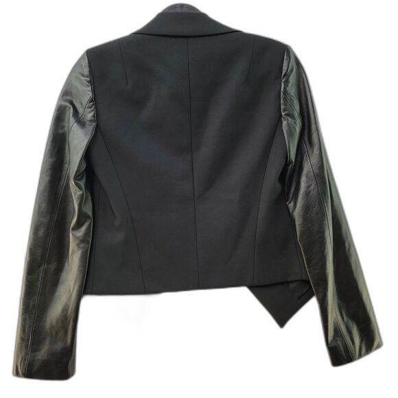 NWT Michael Kors Collection Black with Leather Sleeves Size 0 Retails $1495 - Picture 4 of 10